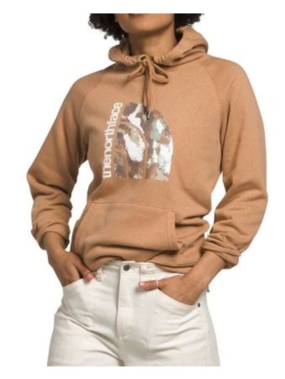 North Face Jumbo Half Dome Size XL Logo Hoodie Women’s Camo Rust Brown Pockets C